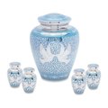 Urnsdirect2U Urnsdirect2u 7722T4 Loving Birds Adult Urn with 4 Tokens; Blue 7722T4